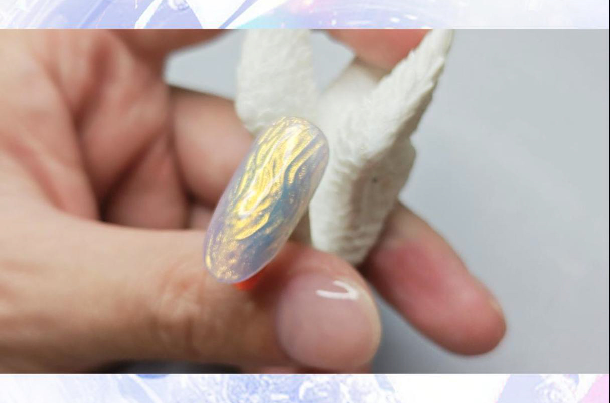 立体激光蹭粉美甲教程